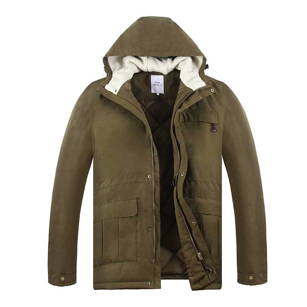 Acme Projects Parka 3M Thinsulate Winter Warm Snow Coat (Men’s, Olive Green)